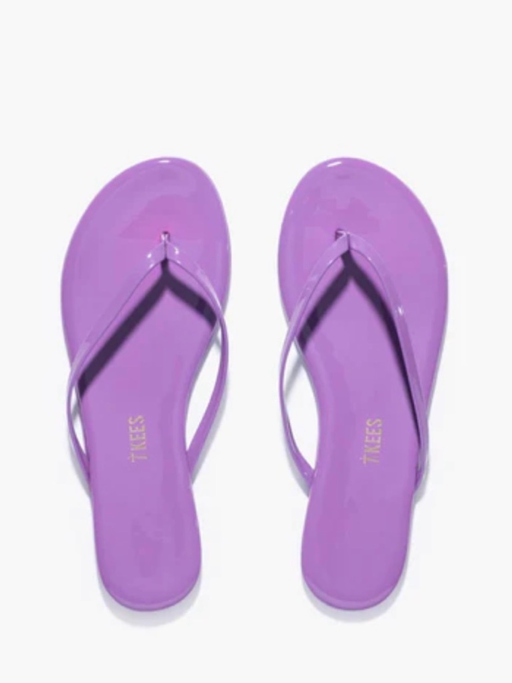 TKEES Lily Patent leather flip flops in bright lavender sandals 8
